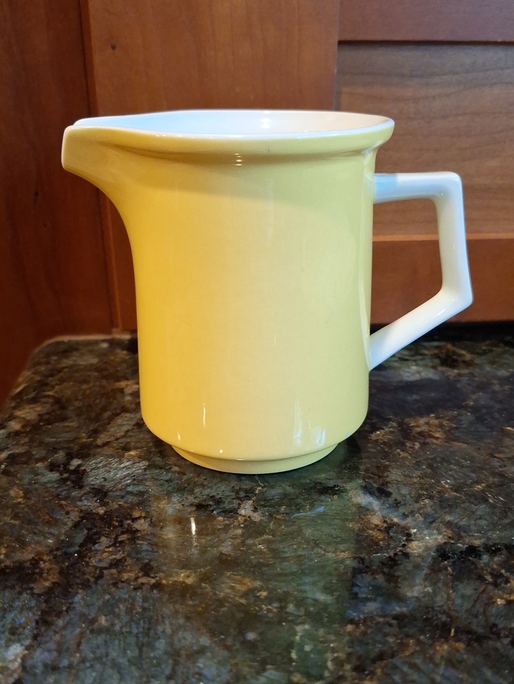 Mikasa Vintage Mid- Century Modern Yellow and White Ceramic Creamer Pitcher